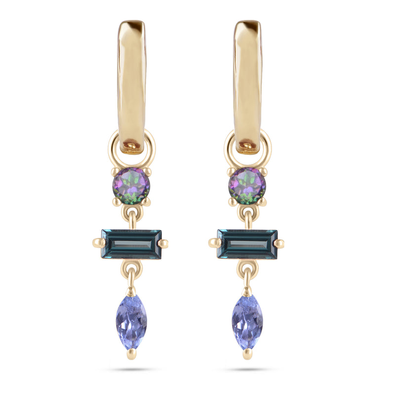 Limited Edition Mystic Topaz & Tanzanite Shapes Hoop Earrings 9k Gold