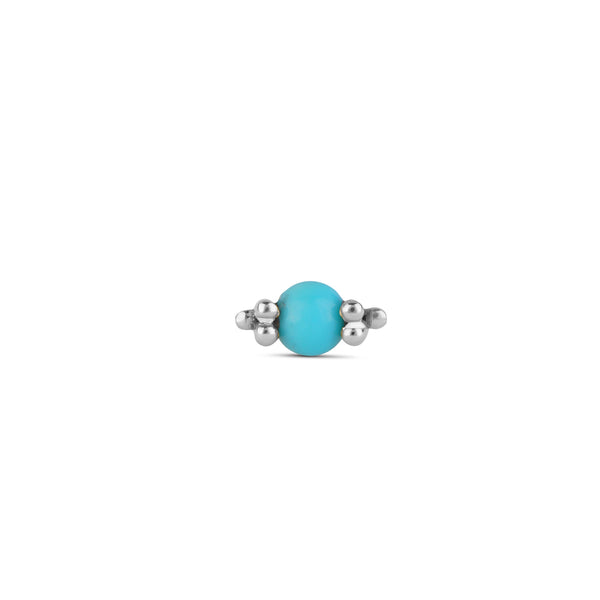 Turquoise Beaded Stud Earring Sterling Silver