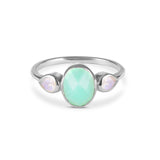 Chrysoprase & Moonstone Ring Sterling Silver