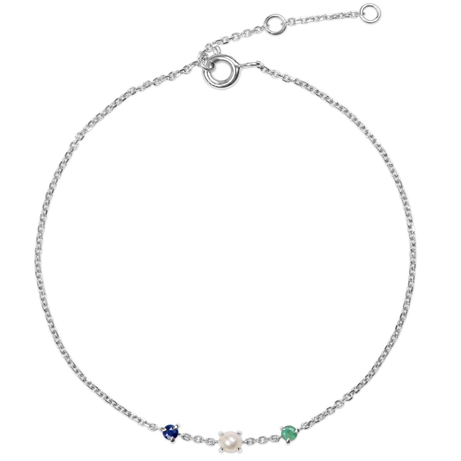 Personalised Birthstone Trio Bracelet Sterling Silver