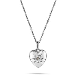 Limited Edition Labradorite & White Sapphire Heart Necklace Sterling Silver