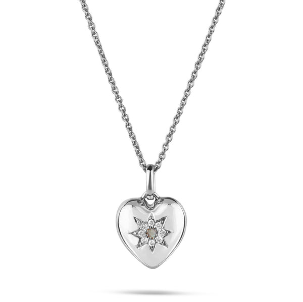 Limited Edition Labradorite & White Sapphire Heart Pendant Sterling Silver