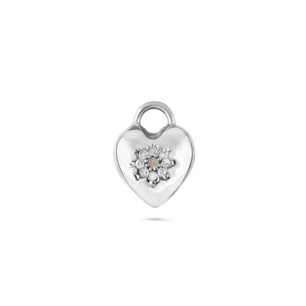 Limited Edition Labradorite & White Sapphire Heart Earring Charm Sterling Silver