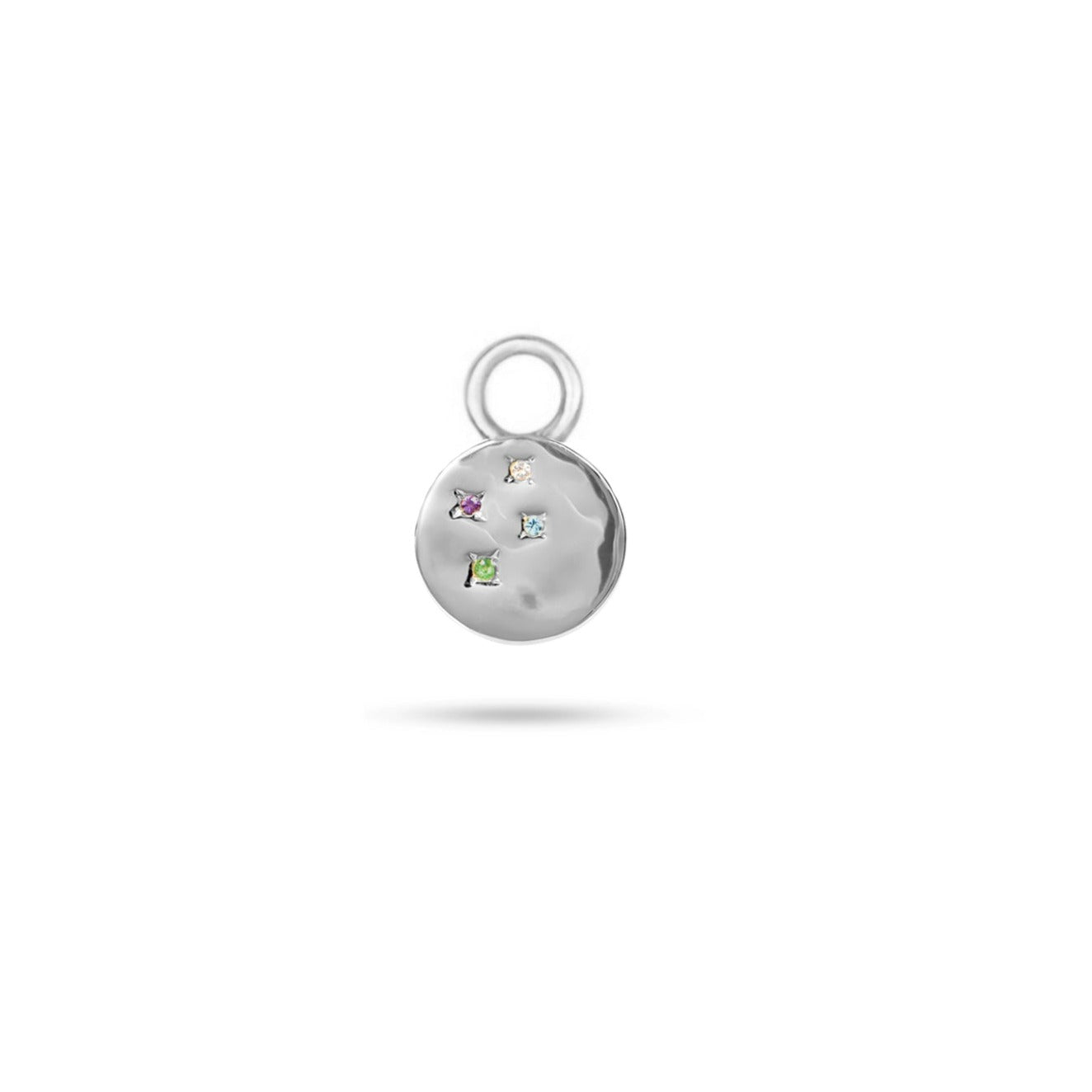 Multi Semi-Precious Organic Coin Earring Charm Sterling Silver