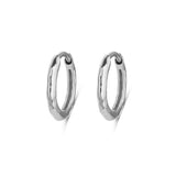 Hammered Huggie Hoop Earring Pair Sterling Silver