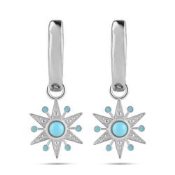 Limited Edition Turquoise Star Hoop Earrings Sterling Silver