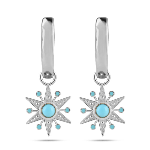 Limited Edition Turquoise Star Hoop Earrings Sterling Silver