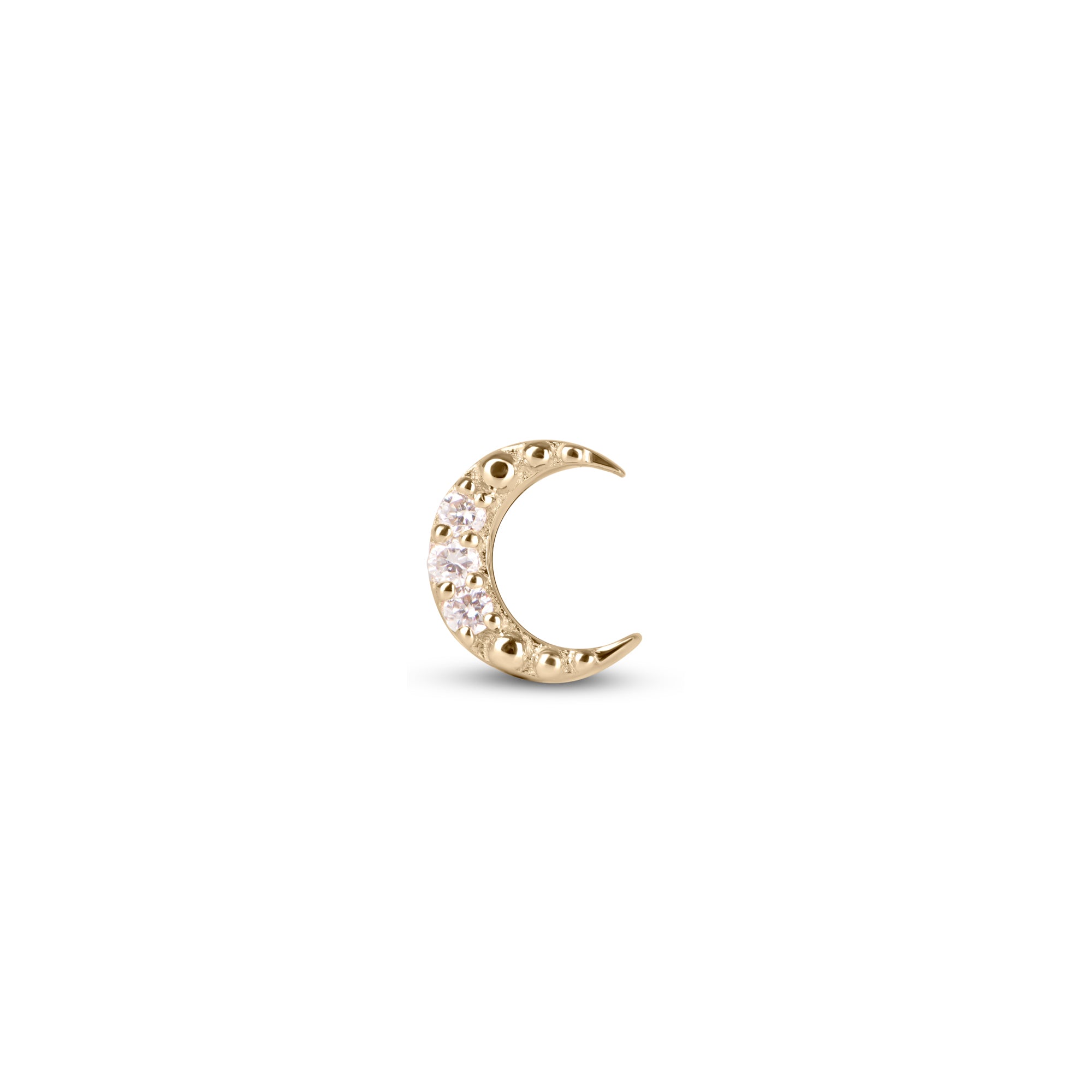 Celestial Diamond Moon Flat Back Earring 9k Gold