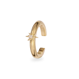 White Sapphire Star Ear Cuff 14k Gold Vermeil on white background