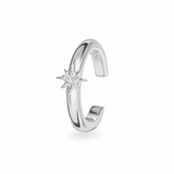 White Sapphire Star Ear Cuff Sterling Silver