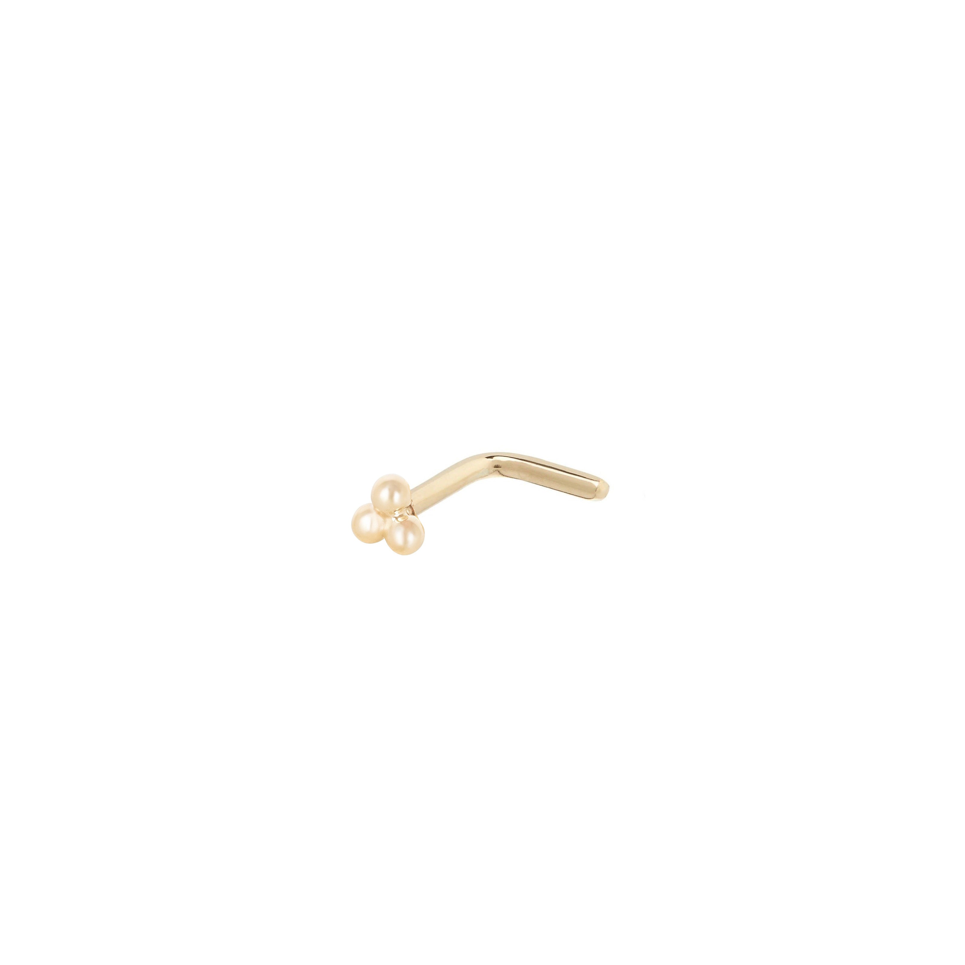 Trilogy Nose Stud 9k Gold on white background