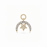 Diamond Starry Night Horn Earring Charm 9k Gold