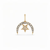 Diamond Starry Night Horn Pendant 9k Gold