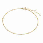 Station Bead Chain Bracelet 9k Gold on white background