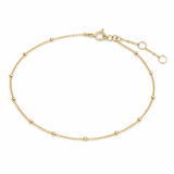 Station Bead Chain Bracelet 9k Gold on white background