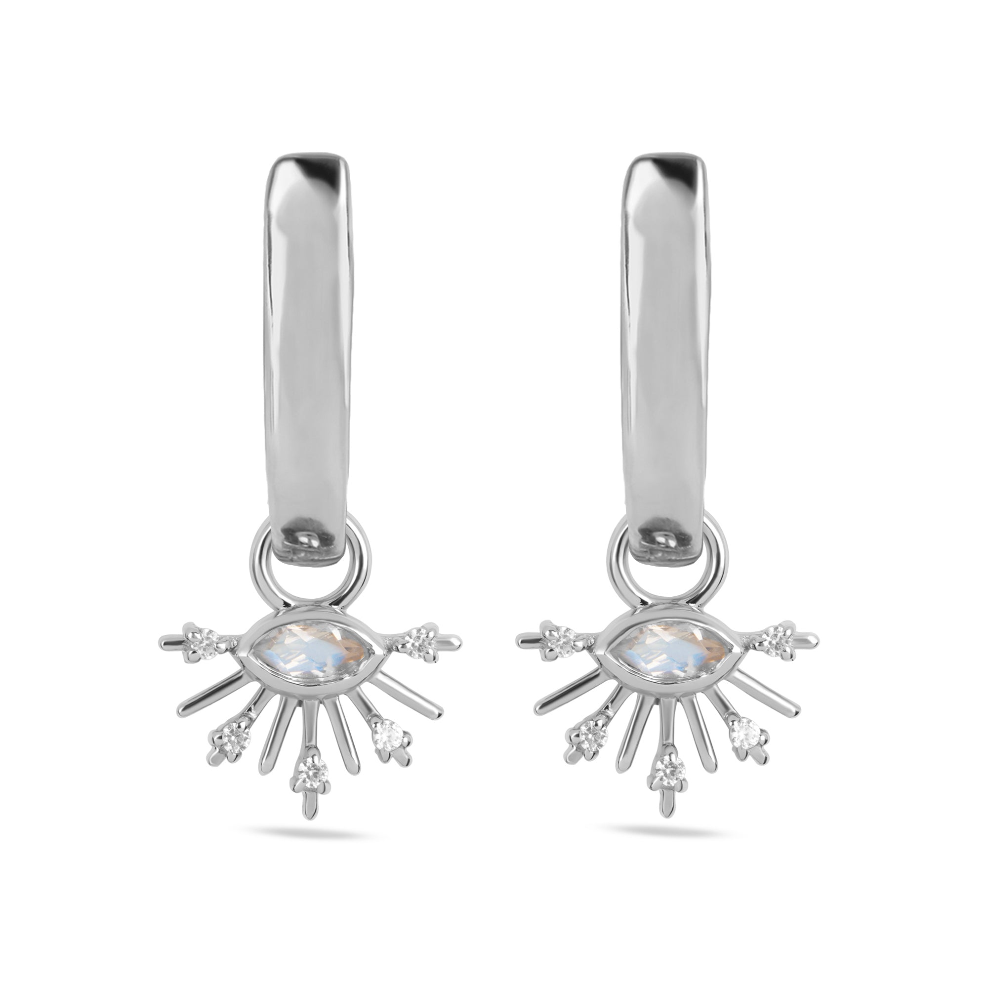 Sterling silver moonstone hoops