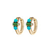 Green Tourmaline & Turquoise Huggie Hoop Earring Pair 9k Gold