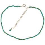 Turquoise Beaded Anklet Sterling Silver