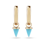 Mini Turquoise Spike Hoop Earrings 9k Gold