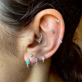 Tanzanite & Diamond Daith Hoop Earring 9k White Gold