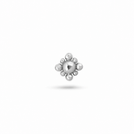 Beaded Flower Flat Back 14k White Gold on white background