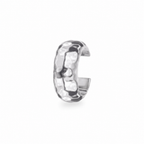 Wide Hammered Ear Cuff Sterling Silver on white background
