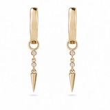 Diamond Drop Spike Hoop Earrings 9k Gold