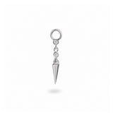 White Sapphire Drop Spike Earring Charm Sterling Silver