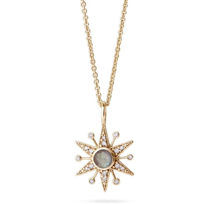 Limited Edition Diamond & Labradorite Star Necklace 9k Gold