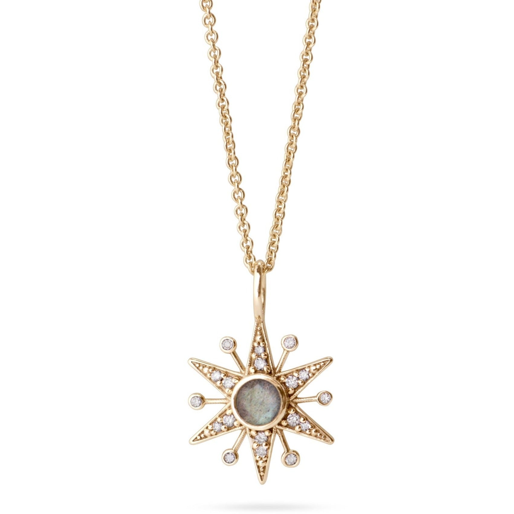 Limited Edition Diamond & Labradorite Star Pendant 9k Gold