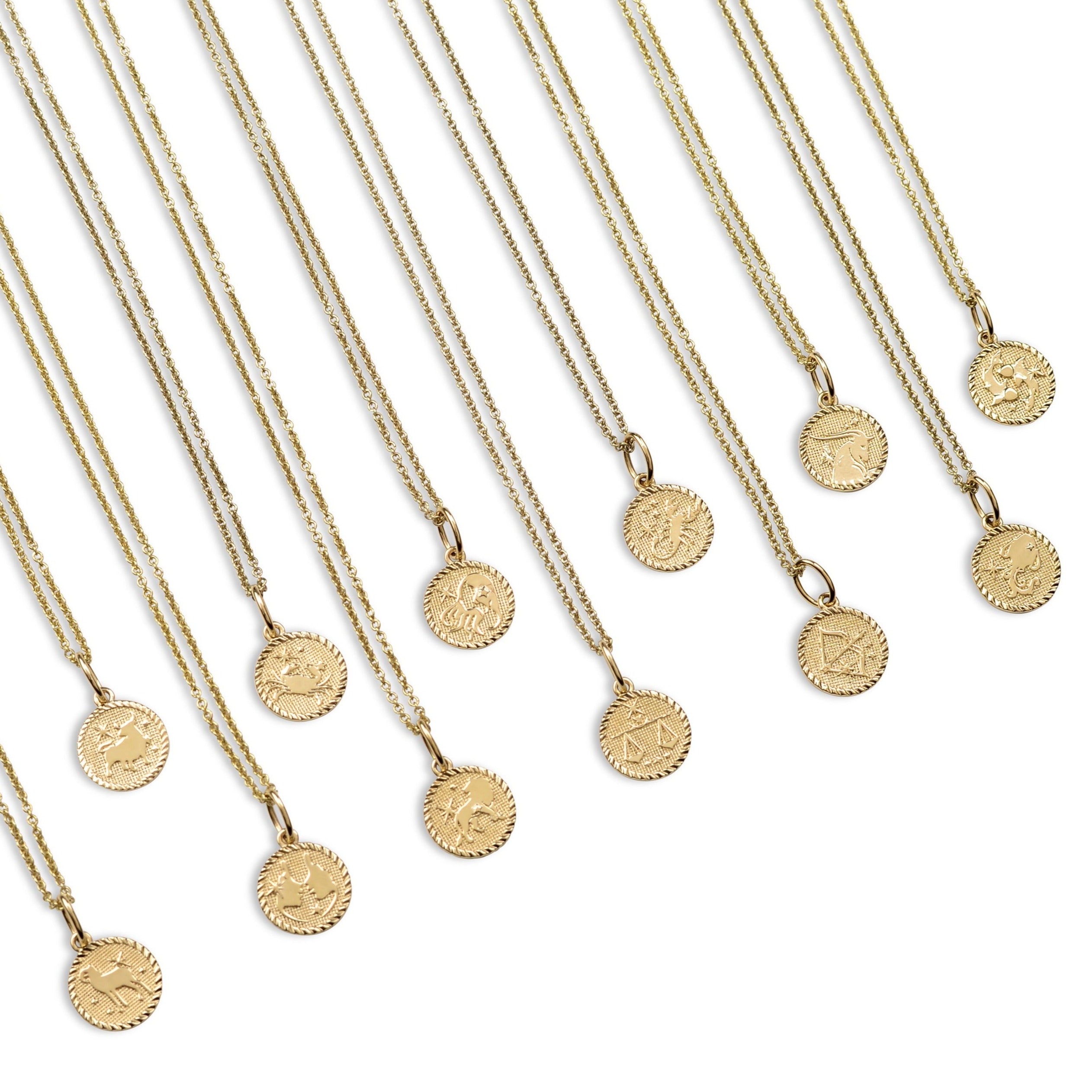 Zodiac Coin Pendant 9k Gold