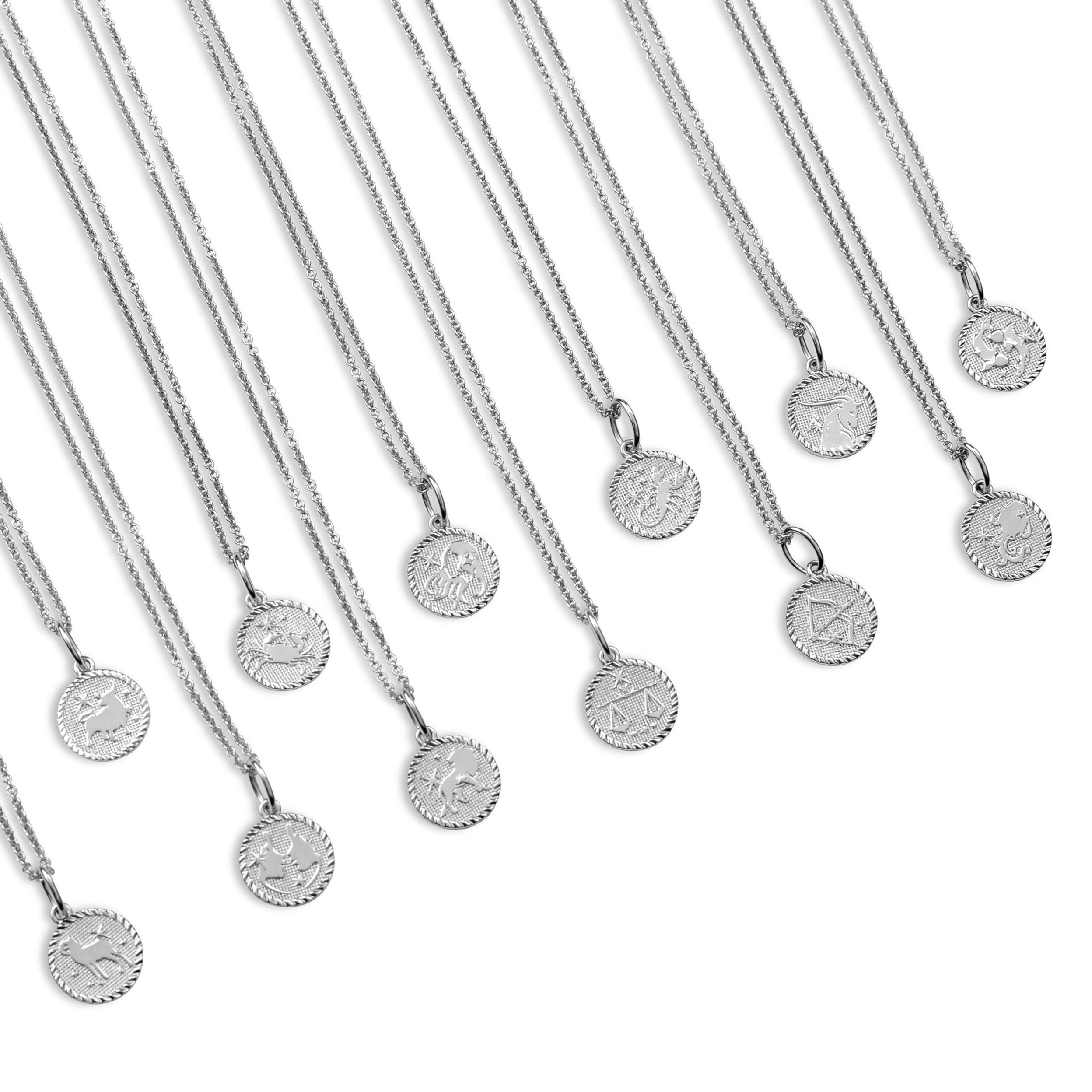 Zodiac Coin Necklace Sterling Silver