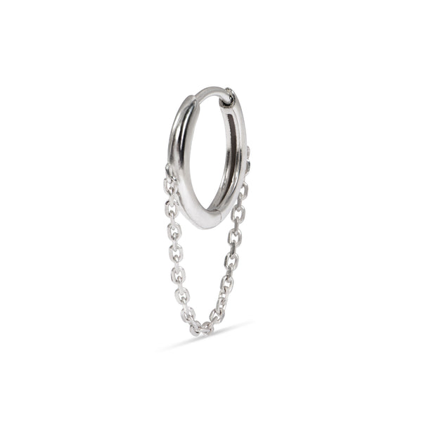 Chain Hinge Huggie Hoop Earring Sterling Silver
