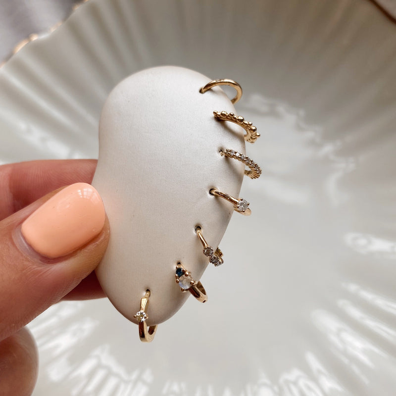 Mini Diamond Solitaire Seamless Huggie Hoop Earring 9k Gold