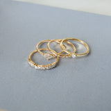 Scattered Diamond & White Topaz Baguette Ring 9k Gold