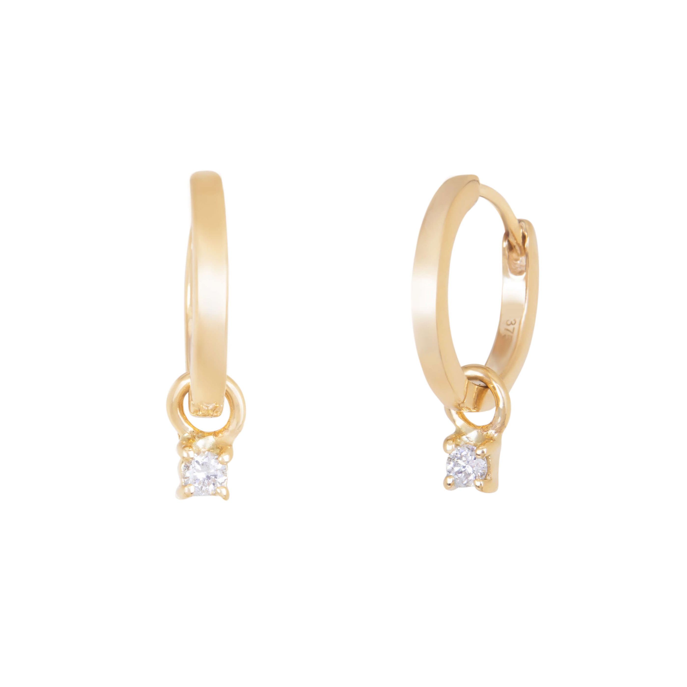 Diamond Charm Hoop Earrings 9k Gold – Zohreh V. Jewellery