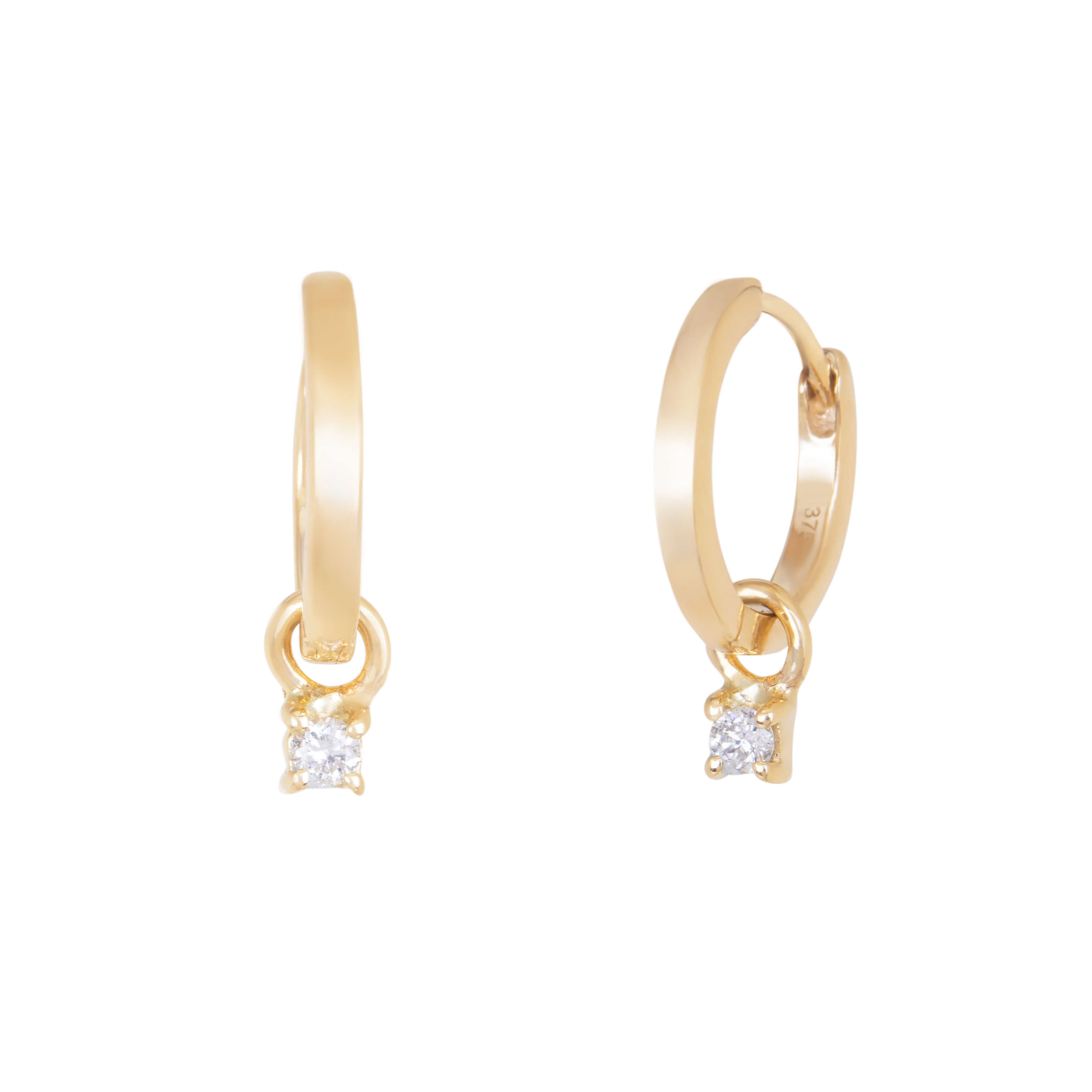 Diamond Charm Hoops 9k Gold