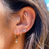 Diamond Star Cluster Flat Back Earring 9k Gold