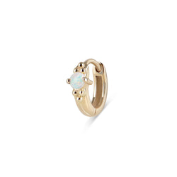 Opal Beaded Huggie Hoop Earring 9k Gold