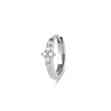 White Sapphire Cluster Huggie Hoop Earring Sterling Silver