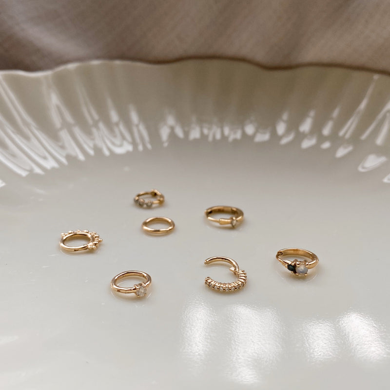 Mini Diamond Eternity Seamless Huggie Hoop Earring 9k Gold