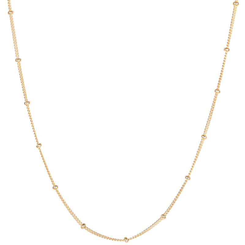 16" Stationed Bead Chain 9k Gold