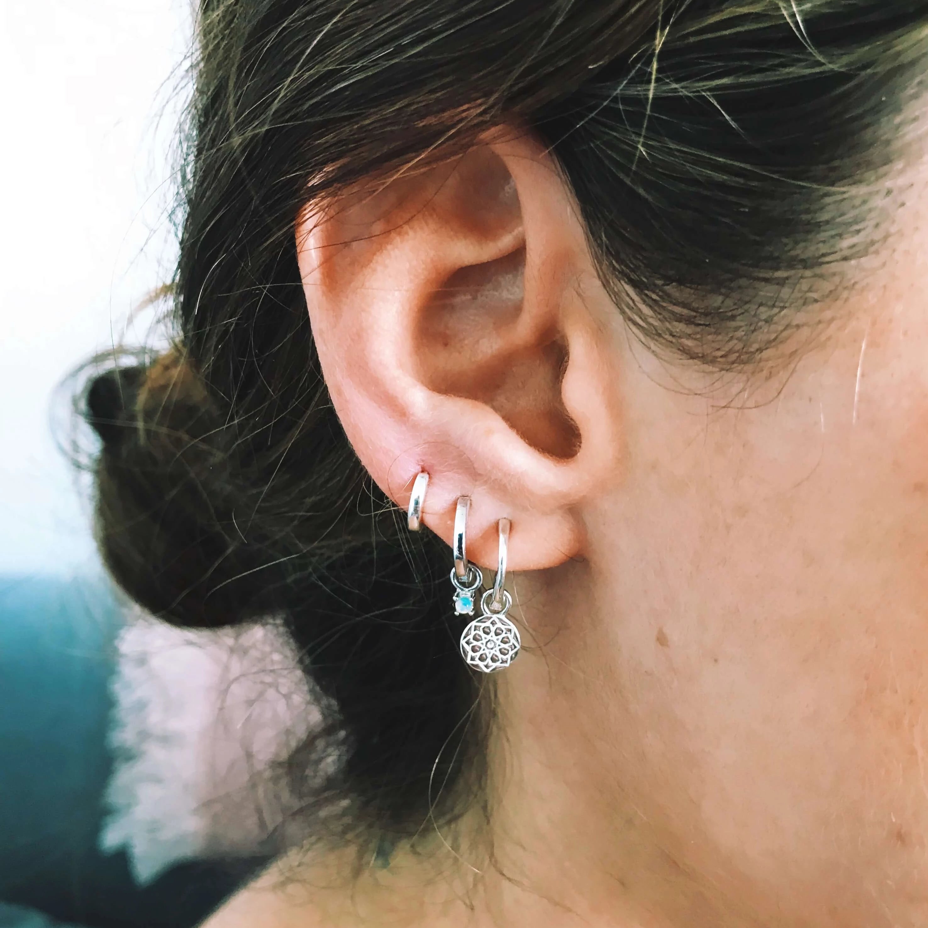 Teeny Wide Huggie Hoop Earring Sterling Silver