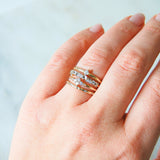 Scattered Diamond & White Topaz Baguette Ring 9k Gold
