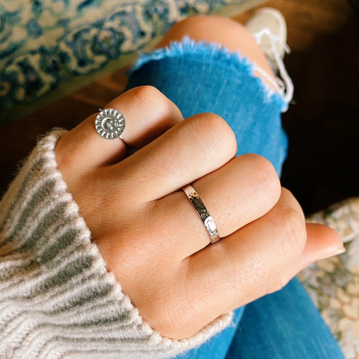 Hammered Band Ring Sterling Silver