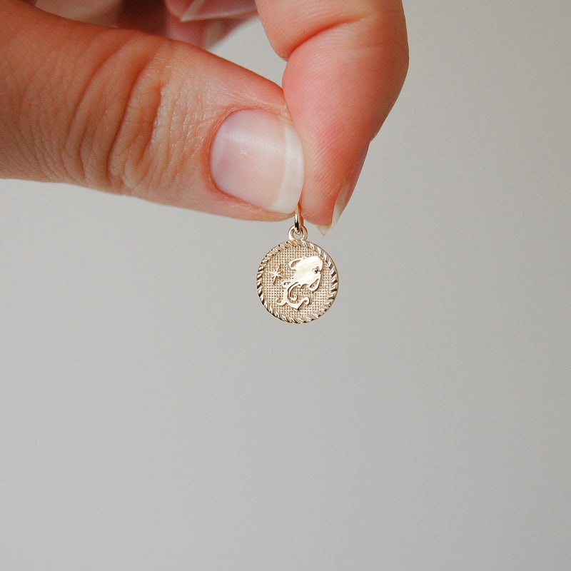 Zodiac Coin Necklace 9k Gold