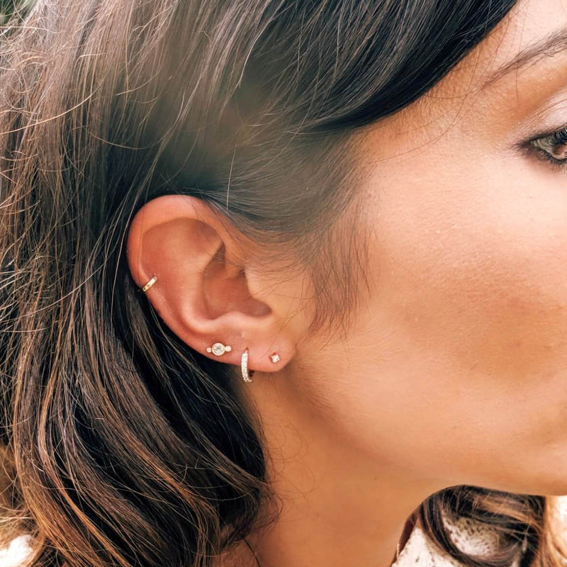 Teeny Wide Huggie Hoop Earring 9k Gold