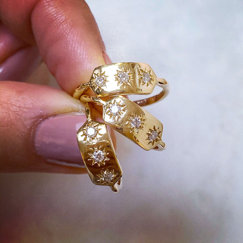 Diamond Starburst Ring 9k Gold