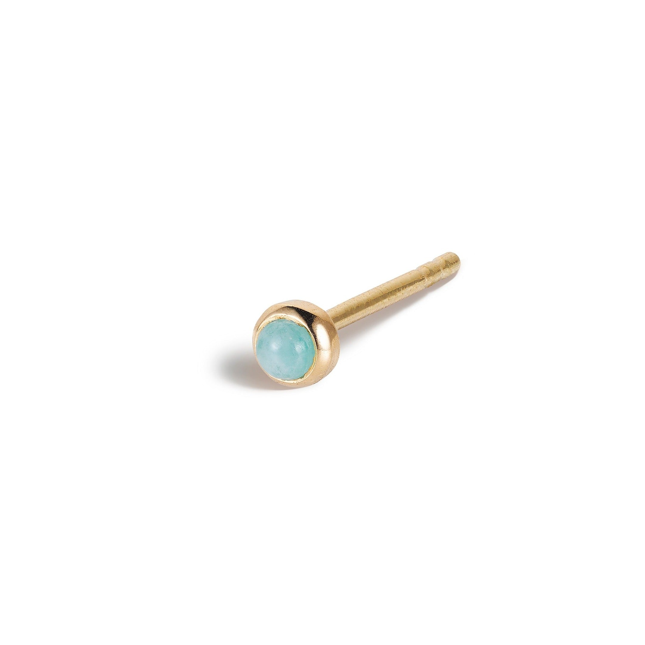 Bezel Amazonite Stud Earring 9k Gold