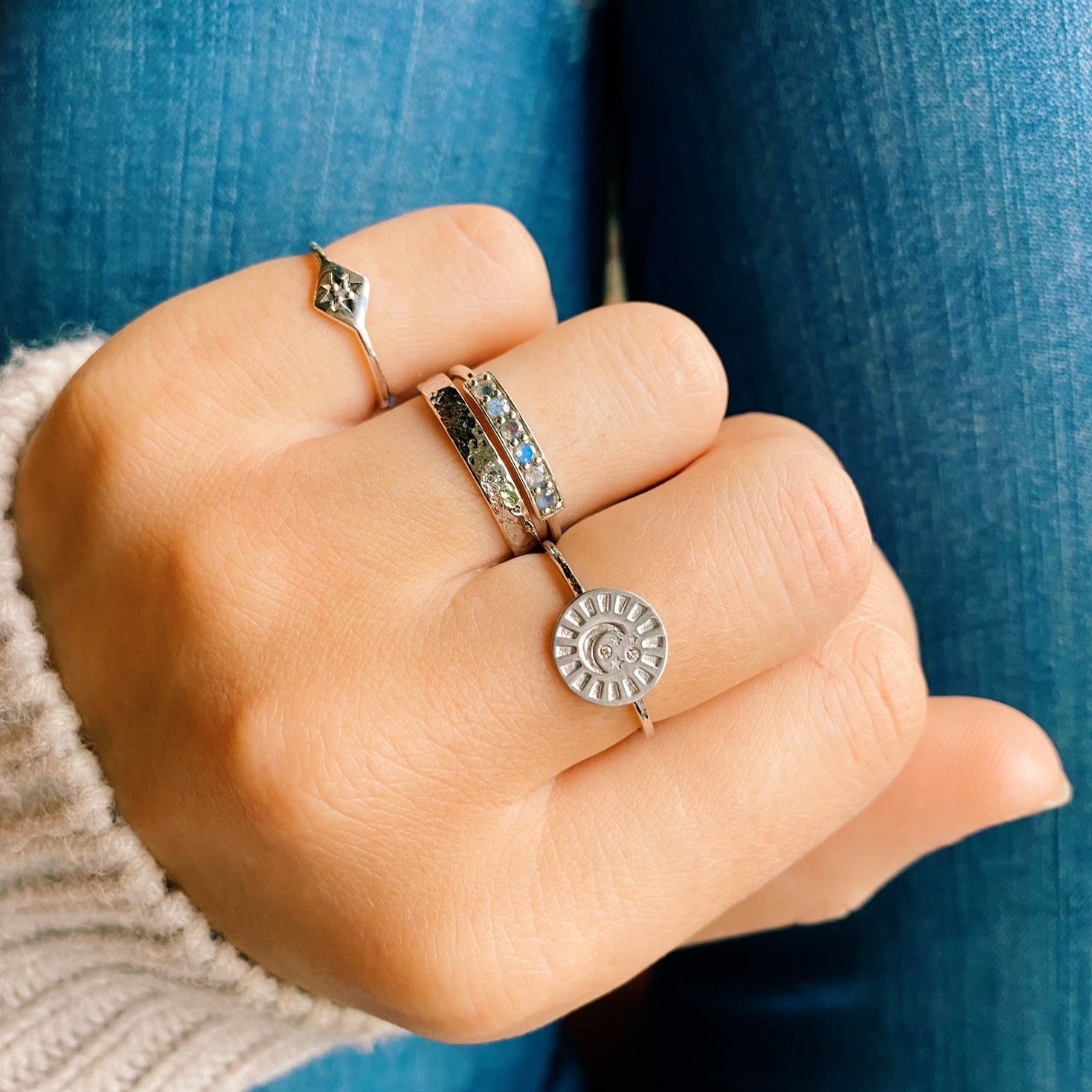 Hammered Band Ring Sterling Silver